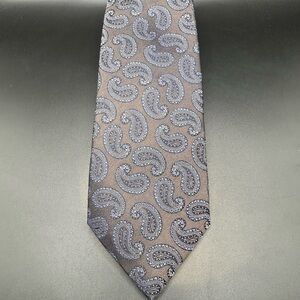 Isaia Blue and Gray Paisley Silk Tie